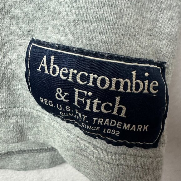 VINTAGE Abercrombie Men Sweatshirt XL Gray Rugby Cloth Hoodie Y2K - Picture 2 of 5
